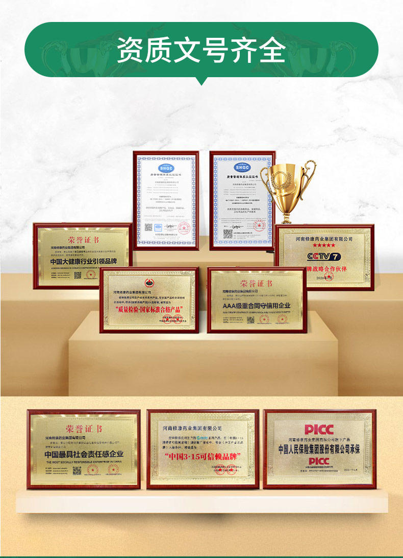 修康藥業集團擁有產品齊全資質，保障產品質量。